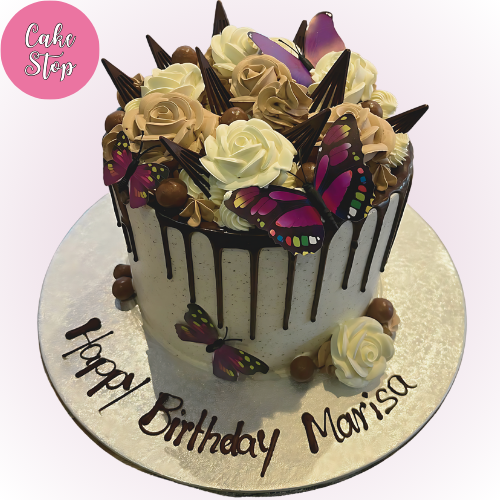 Buttercream Butterfly Blossom Birthday Cake