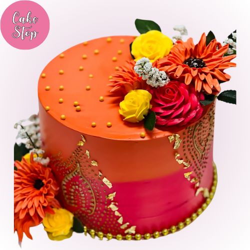 Floral Sunset Birthday Cake