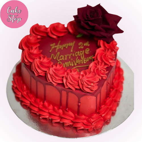 Red Rose Anniversary Cake