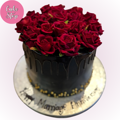 Chocolate Rose Anniversary Cake